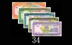 1999年大西洋银行贰拾圆 - 一千圆，同票号一组五枚。均全新1999 Banco Nacional Ultramarino 20 - 1000 Patacas, same s/n MA50553. 
