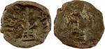 AGACHA: Anonymous, ca. 1st century BC, AE round unit (1.06g), Pieper, railed tree, Brahmi legend aga