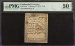 CC-19. Continental Currency. February 17, 1776. $1/6. PMG About Uncirculated 50 Net. Rust, Faded Ink