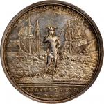 1755 Safety at Sea / Security of Colonial Trade. Silver. 35.2 mm. 14.5 grams. By Peter Paul Werner. 