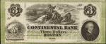 Boston, Massachusetts. Continental Bank. ND (18xx). $3. About Uncirculated.