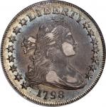 1798 Draped Bust Silver Dollar. Small Eagle. BB-81, B-2. Rarity-3. 15 Stars on Obverse. EF-40 (PCGS)