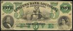 Citizens Bank of Louisiana at Shreveport, $5, unissued remainder, 1857?, green and black, allegorica