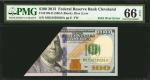 Fr. 2188-D. 2013 $100 Federal Reserve Note. Cleveland. PMG Gem Uncirculated 66 EPQ. Fold Over Error.