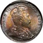 1905-H年香港伍仙。喜敦铸币厂。HONG KONG. 5 Cents, 1905-H. Heaton Mint. Edward VII. PCGS MS-65.