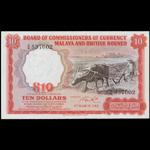 MALAYA AND BRITISH BORNEO. Board of Commissioners of Currency. $10, 1.3.1961. P-9a.
