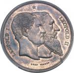 BELGIQUE Léopold II (1865-1909). Module 5 francs, cinquantenaire du royaume, frappe monnaie 1830-188