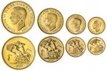 George VI (1936-1952), Coronation Specimen Gold Set, 1937 (4), Proof Five-Pounds to Half Sovereign, 