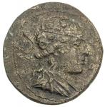 INDO-GREEK: Agathocles, ca. 190-180 BC, copper-nickel double unit (8.13g), Bop-5C, wreathed bust of 