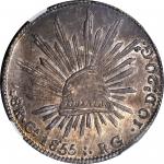 MEXICO. 8 Reales, 1855-Ca RG. Chihuahua Mint. NGC-64.