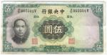 Banknotes.  China - Republic, General Issues. Central Bank of China: 5-Yuan (100), 1936, green, Sun 