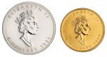 1999年加拿大枫叶一盎司金币、1998年一盎司枫叶银币各一枚  完未流通