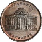 New York--New York. Undated (1837) Merchants Exchange. HT-294, Low-98. Rarity-1. Copper. 28.8 mm. MS