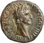 NERVA, A.D. 96-98. AE Sestertius (24.69 gms), Rome Mint, A.D. 96. NEARLY EXTREMELY FINE.