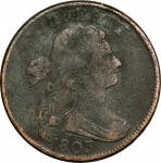 1803 Draped Bust Cent. S-243. Rarity-2. Stemless Wreath. Fine-15.