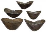 China, lot of 5 boat shaped silver sychees, ?Republican era, various weights, 150grams, 186grams, 19