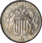 1866 Shield Nickel. Rays. Unc Details--Cleaned (PCGS).