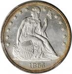 1865 Liberty Seated Silver Dollar. OC-2. Rarity-2. MS-63 (PCGS).
