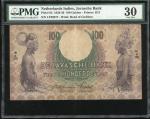 1939年荷属东印度爪哇银行100盾，编号LT08977，PMG 30