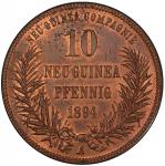 GERMAN NEW GUINEA: Wilhelm II, 1888-1918, AE 10 pfennig, 1894-A, KM-3, Deutsche Neuguinea-Compagnie 