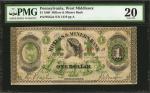 West Middlesex, Pennsylvania. Millers & Miners Bank. 1866 $1. PMG Very Fine 20.