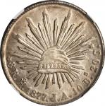 MEXICO. 8 Reales, 1877-Ho JA. Hermosillo Mint. NGC MS-63+.