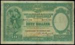 Hong Kong and Shanghai Banking Corporation,$50, 1 October 1927, serial number B059530, green on mult