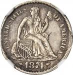 1874-CC Liberty Seated Dime. Fortin-101, the only known dies. Rarity-6--Rim Clip--EF Details--Edge R