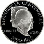 1990-P Eisenhower Centennial Silver Dollar. Proof-70 Deep Cameo (PCGS).