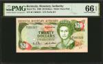 1989年百慕大金融管理局20元。 BERMUDA. Bermuda Monetary Authority. 20 Dollars, 1989. P-37a. PMG Gem Uncirculated