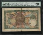 1937年印度新金山中国渣打银行100元手签，编号Y/M 070487，PMG 20NET，有修补及书写，但不失为上佳之手签票。The Chartered Bank of India, Austral