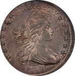 1799 Draped Bust Silver Dollar. BB-158, B-16. Rarity-2. Struck 5% Off Center. AU-58 (PCGS). CAC. CMQ