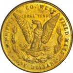 Undated (ca. 1878) Whipple Dollar. Gilt Bronze. 38 mm. HK-832. Rarity-5. About Uncirculated.