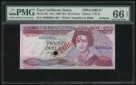 1987-88年东加勒比中央银行20元样票，安地卡地名，PMG 66EPQ