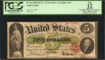 Fr. 61a. 1862 $5  Legal Tender Note. PCGS Currency Fine 12 Apparent. Edge Splits, Damage, and Repair