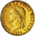 COLOMBIA. 1854 10 Pesos. Bogotá mint. Restrepo M207.2. AU Detail — Rim Damage (PCGS).