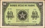 MOROCCO. Banque DEtat Du Maroc. 10 Francs, 1943. P-25. Extremely Fine.
