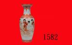 珊瑚红四美图12花瓶，70-80年代江西景德镇国营瓷厂人工手绘外销精品Hand-drawn Porcelain Plate, 1970-80 export product, Jingdezhen C