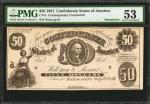 CT-8. Confederate Currency. 1861 $50. PMG About Uncirculated 53. Contemporary Counterfeit.