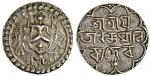 Tripura, Ananta Manikya (1564-67), Tanka, 10.67g, Sk.1486, Vishnu seated, supported by Garuda, date 