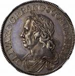 Great Britain. 1658. Silver. NGC AU58. EF+. Crown. Oliver Cromwell Silver Crown