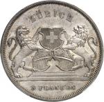 SUISSE Zurich (canton de). Module de 5 francs commémoratif, concours de tir de Zürich 1859.