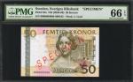 SWEDEN. Sveriges Riksbank. 50 Kronor, ND (2004-08). P-64s. Specimen. PMG Gem Uncirculated 66 EPQ.