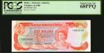 BELIZE. Monetary Authority of Belize. 5 Dollars, 1980. P-39a. PCGS Currency Superb Gem New 68 PPQ.