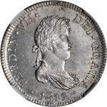 PERU. 2 Reales, 1819-JP. NGC Unc Details--Surface Hairlines.