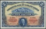 Commercial Bank of Scotland, £5, 5.1.1943, serial number 14/A 30294, blue on yellow and orange, John