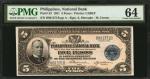 PHILIPPINES. National Bank. 5 Pesos, 1921. P-53. PMG Choice Uncirculated 64.