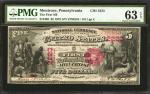 Montrose, Pennsylvania. $5 1875. Fr. 405. The First NB. Charter #2223. PMG Choice Uncirculated 63 EP