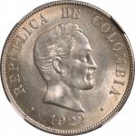 COLOMBIA. 50 Centavos, 1922-(P). Philadelphia Mint. NGC MS-64.