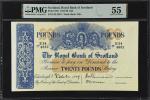 SCOTLAND. Royal Bank of Scotland. 20 Pounds, 1949. P-319c. PMG About Uncirculated 55.
